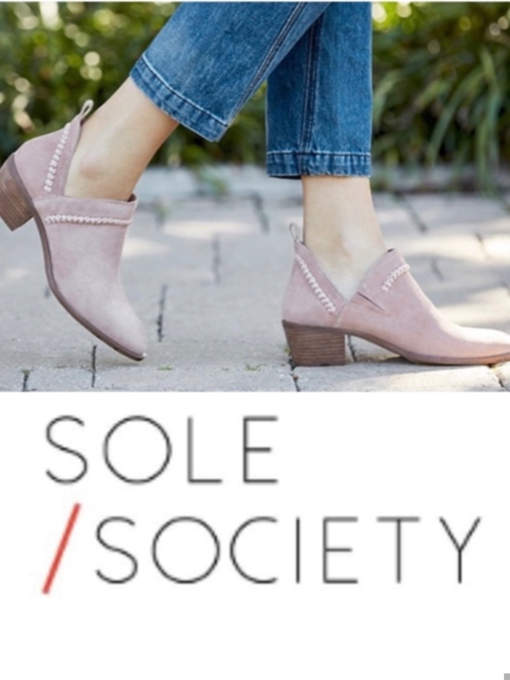 Sole Society Nikki Ankle Bootie, Suede, Size 7.5